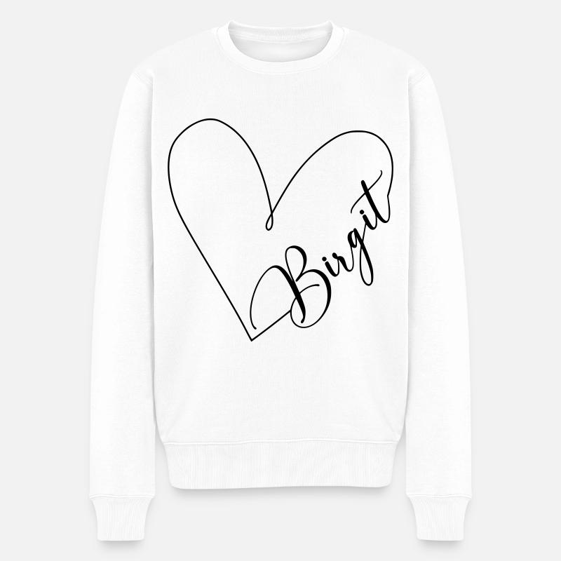 Birgit Name Herzlinie - Männer Premium Bio Pullover - Weiß