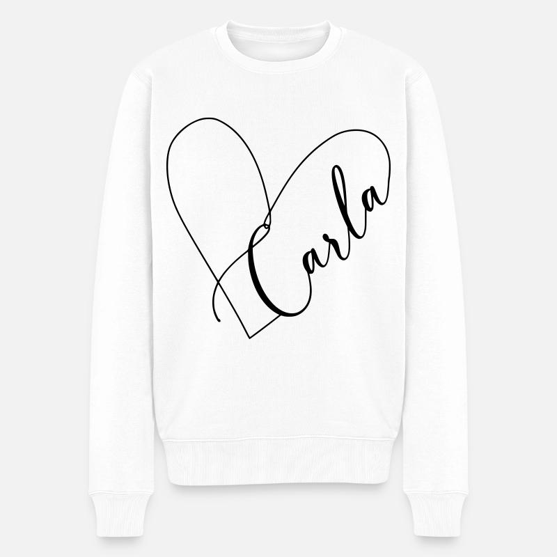 Carla Name Herzlinie - Männer Premium Bio Pullover - Weiß