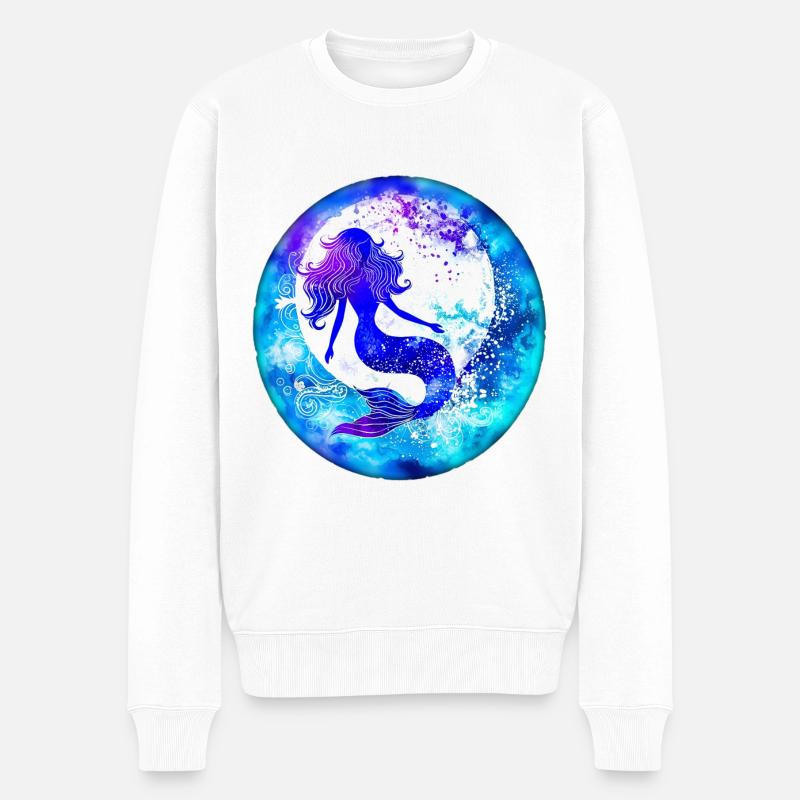 Meerjungfrau - Männer Premium Bio Pullover - Weiß