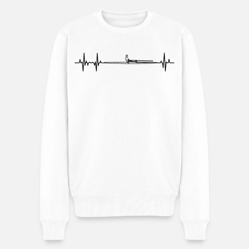 Ruderboot EKG Herzlinie - Männer Premium Bio Pullover - Weiß