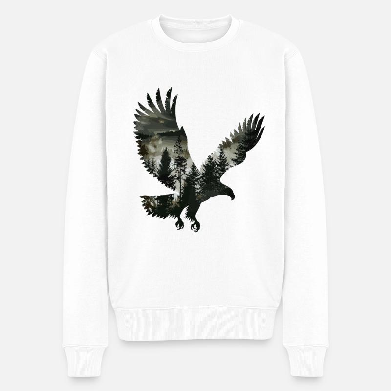 Silhouette majestueuse d’aigle de la nature de la forêt - Pull Premium bio Homme - blanc