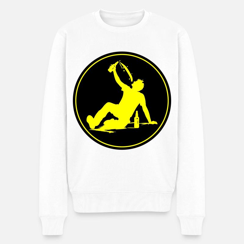 Drinking Bier Silhouette - Männer Premium Bio Pullover - Weiß