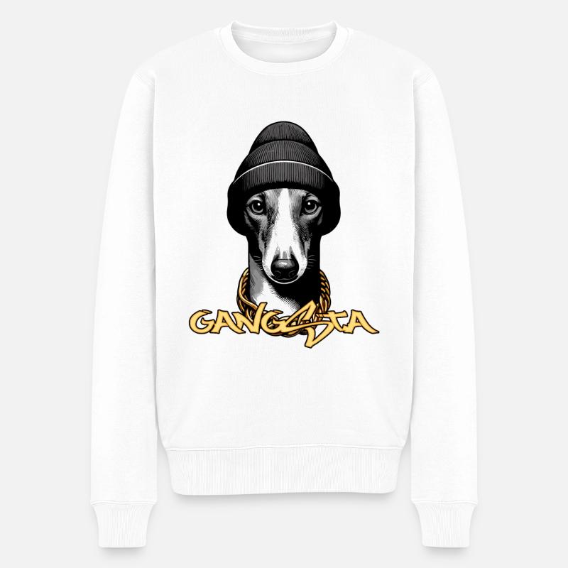 Cadeau de chien Greyhound Gangsta - Pull Premium bio Homme - blanc