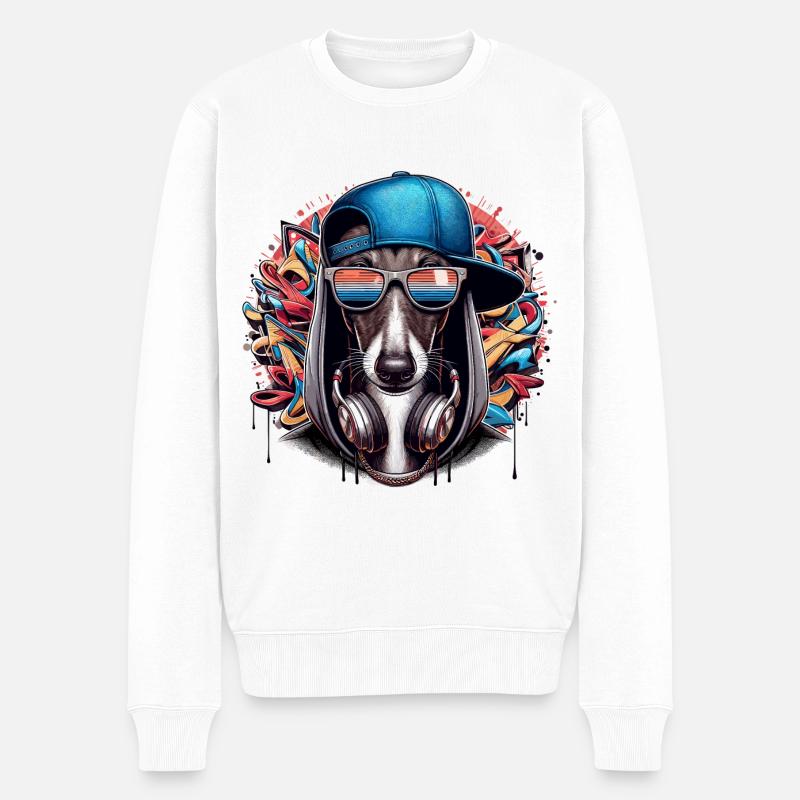Cadeau de graffiti de chien Greyhound Gangsta - Pull Premium bio Homme - blanc