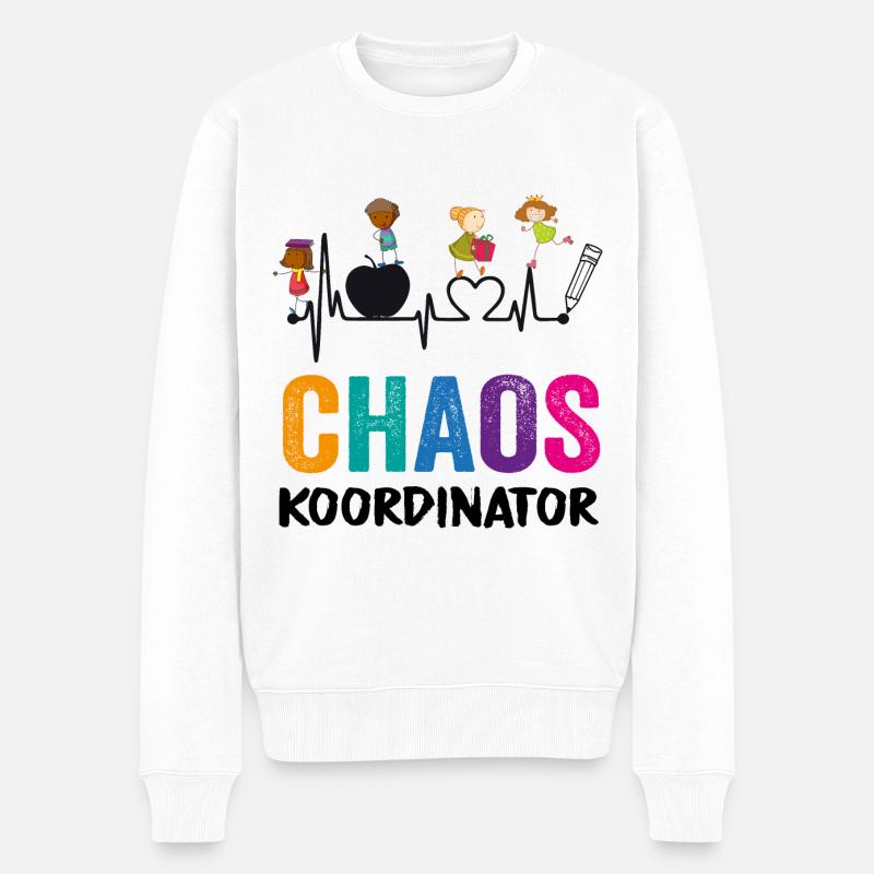 Chaos Koordinator Lehrer Lustiges Motiv Geschenk - Männer Premium Bio Pullover - Weiß