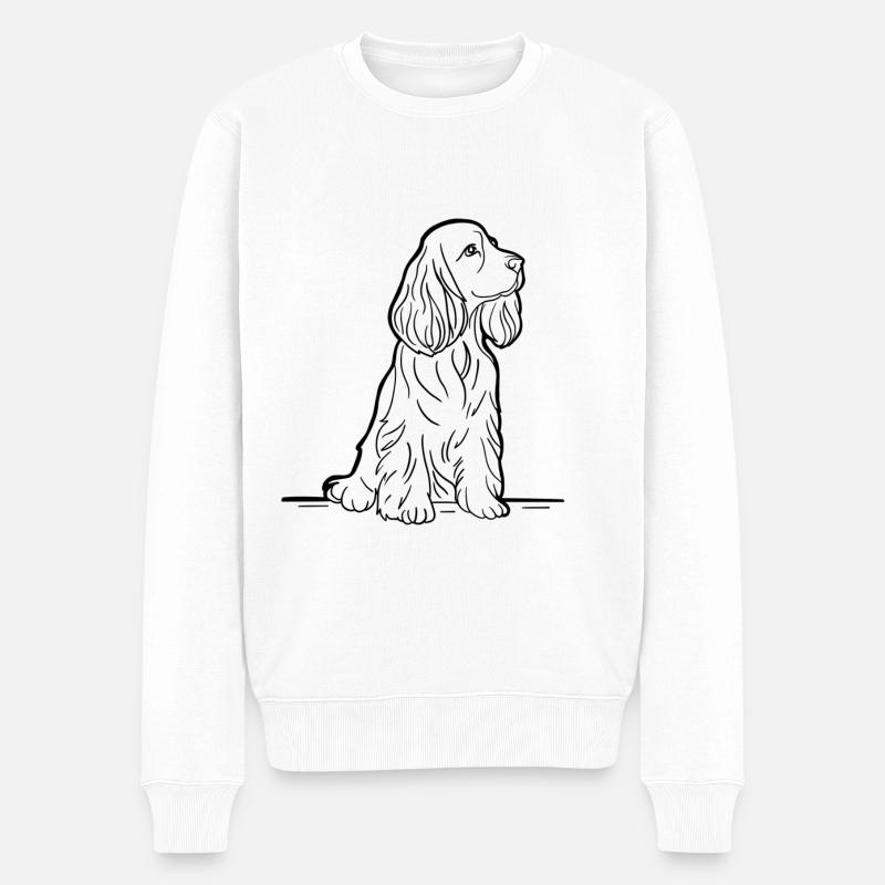 Cocker spaniel anglais - Pull Premium bio Homme - blanc