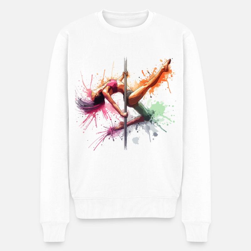 Pole Dance Dynamik Farben Poledance Geschenk - Männer Premium Bio Pullover - Weiß