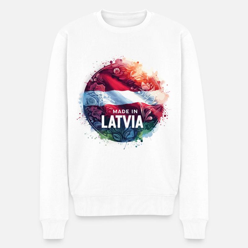 Made in Lettland Geschenk - Männer Premium Bio Pullover - Weiß