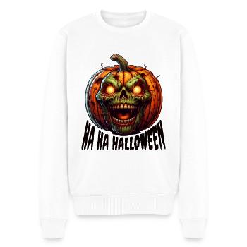 Ha Ha Ha Halloween Citrouille Zombie - Pull Premium bio Homme - blanc - Devant - Thijin (182cm)