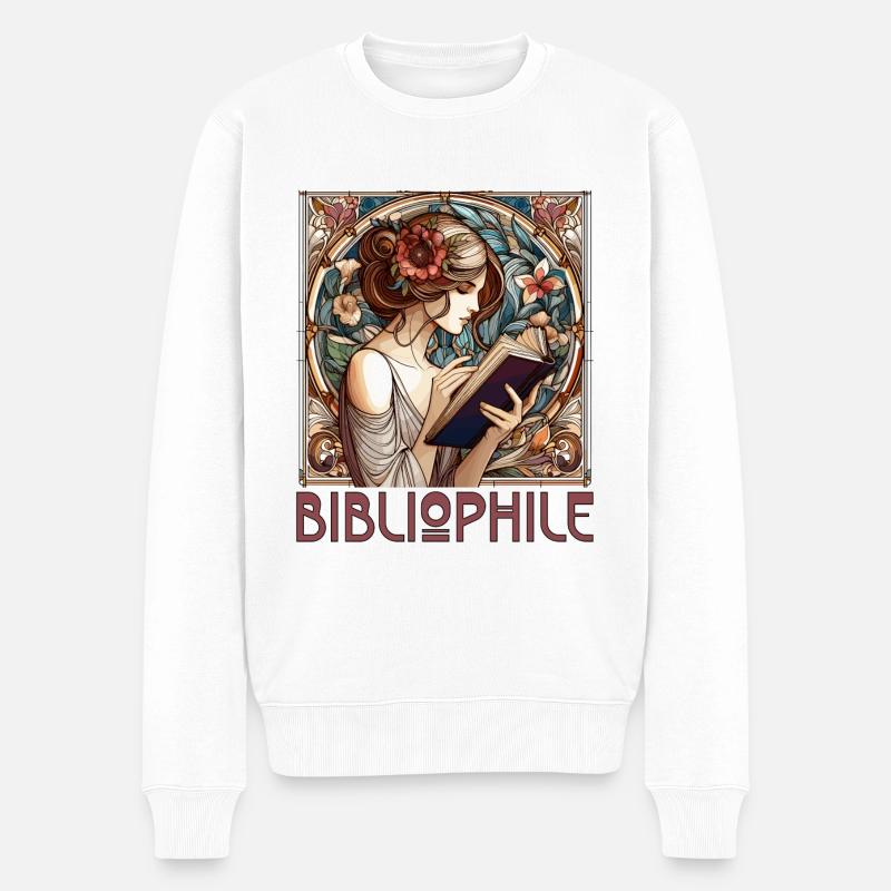 Bibliophile Frau Buch Bücher Lesen Geschenk - Männer Premium Bio Pullover - Weiß