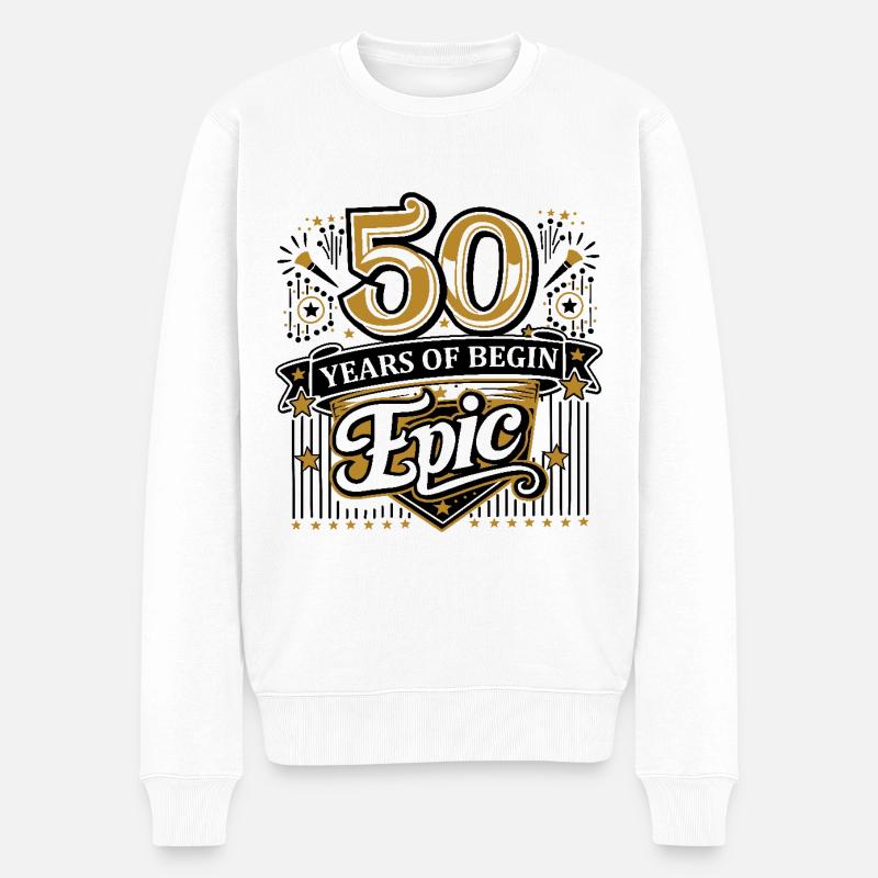 50 Jahre Begin Epic - Männer Premium Bio Pullover - Weiß