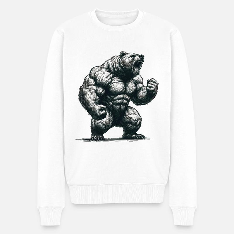 Bär stark Muskeln Motivation Stärke Kraft Geschenk - Männer Premium Bio Pullover - Weiß