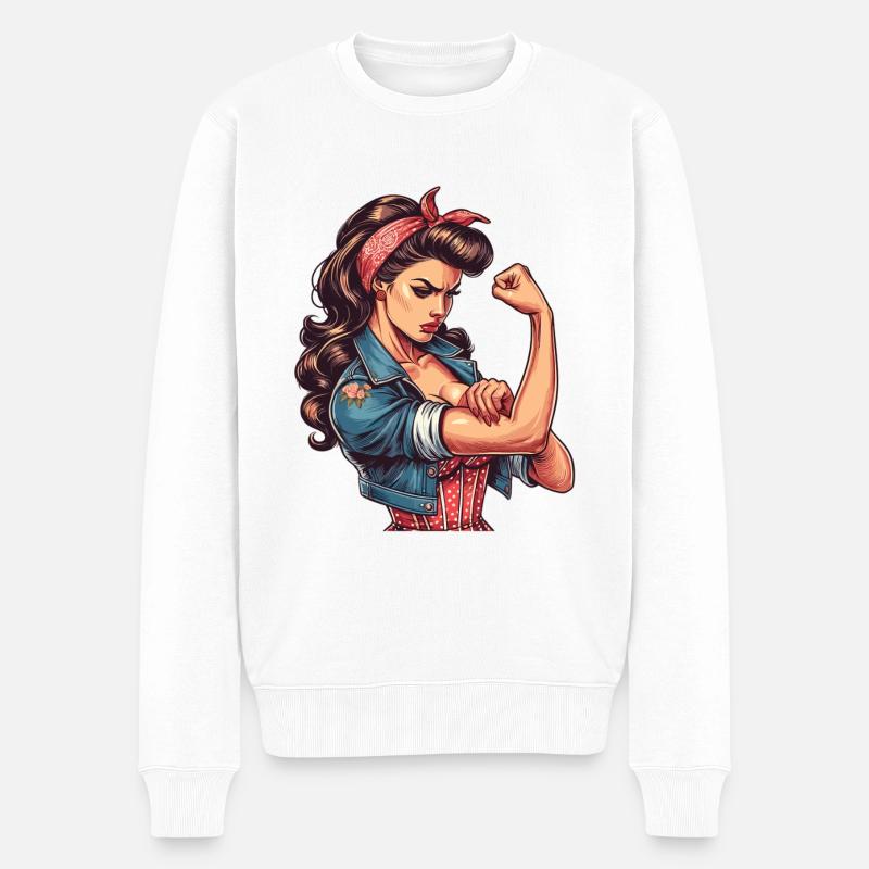 Femme forte confiante Rockabilly cadeau - Pull Premium bio Homme - blanc