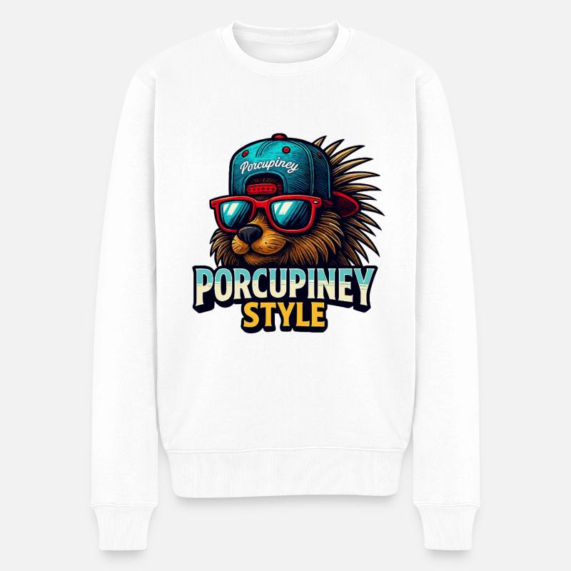 PORCUPINEY STYLE - Männer Premium Bio Pullover - Weiß