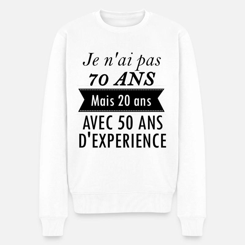 Cadeau anniversaire 70 ans - Pull Premium bio Homme - blanc