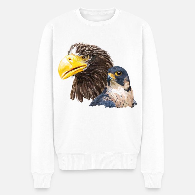 Pigargo géant et faucon pèlerin - Pull Premium bio Homme - blanc