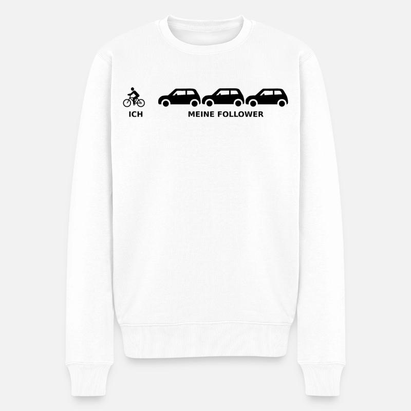 FahrradFan black - Männer Premium Bio Pullover - Weiß