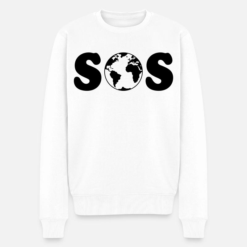 SOS – Erdüberlastungstag / Klimawandel (B / SVG) - Männer Premium Bio Pullover - Weiß