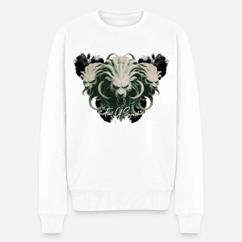 Fear Of Samael - LIONHEAD - Männer Premium Bio Pullover - Weiß