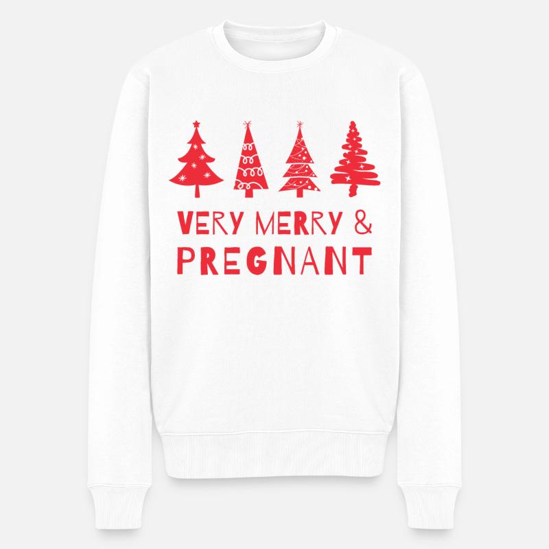 Fröhlich und schwanger an Weihnachten - Männer Premium Bio Pullover - Weiß