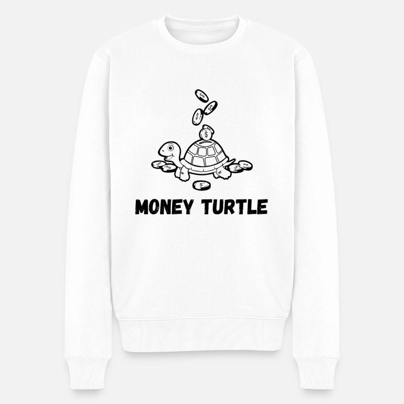 Money Turtle Spardose und Sparschwein - Männer Premium Bio Pullover - Weiß