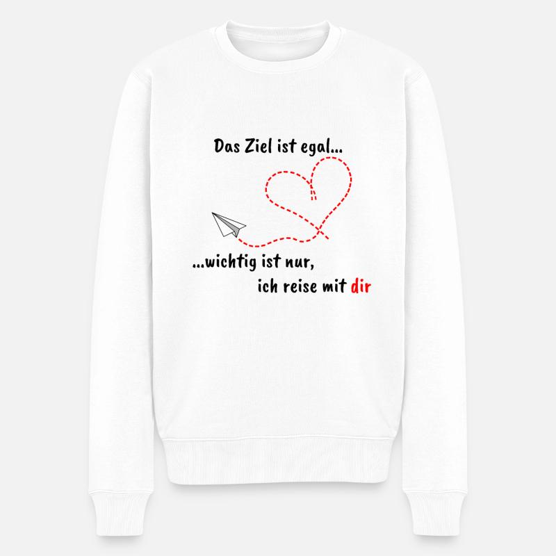 Papierflieger mit Herz und romantischem Text - Männer Premium Bio Pullover - Weiß