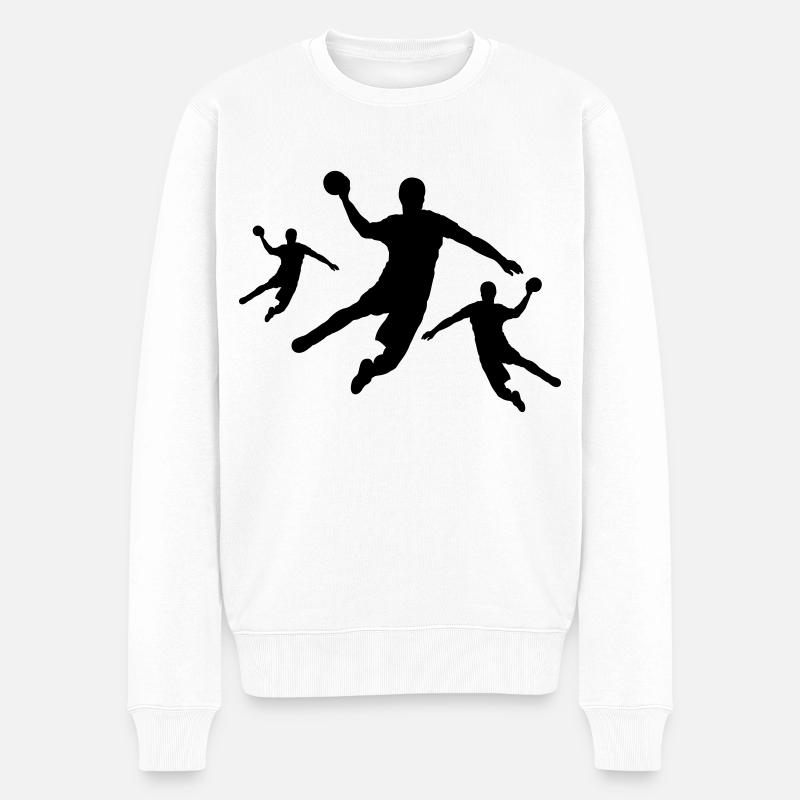 Drei Handballspieler - Männer Premium Bio Pullover - Weiß