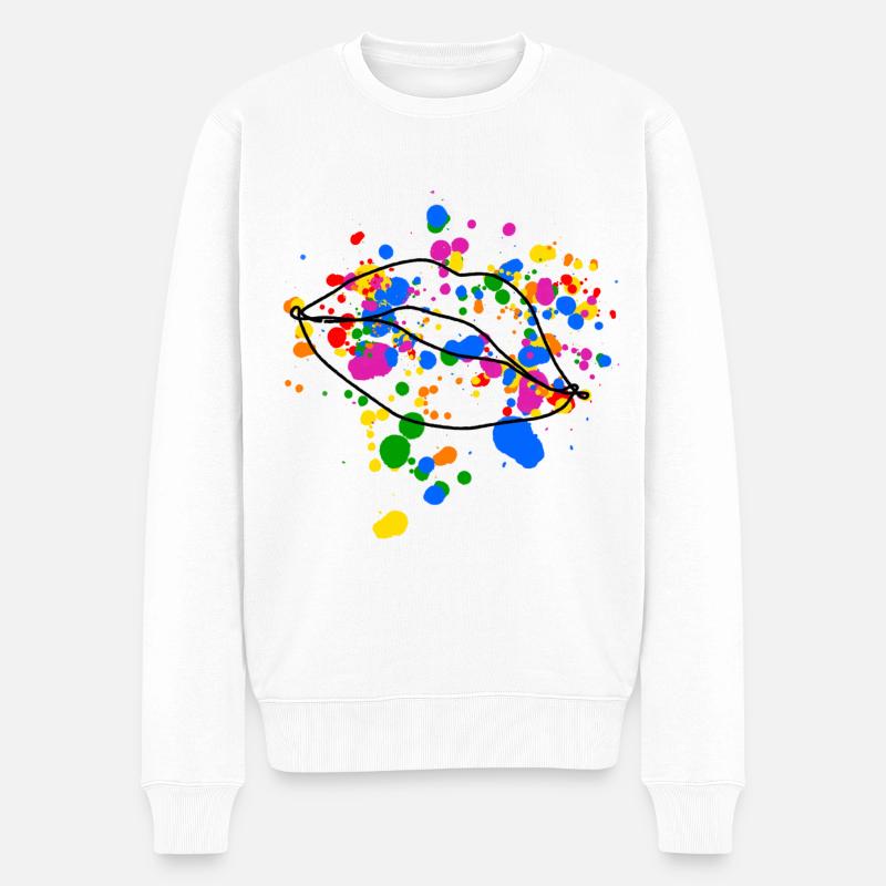 Conception de lèvres queer Kissing - Pull Premium bio Homme - blanc
