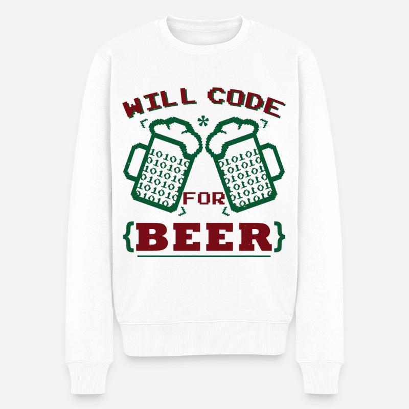 Will Code For Beer - Men's Premium Organic Jumper - white