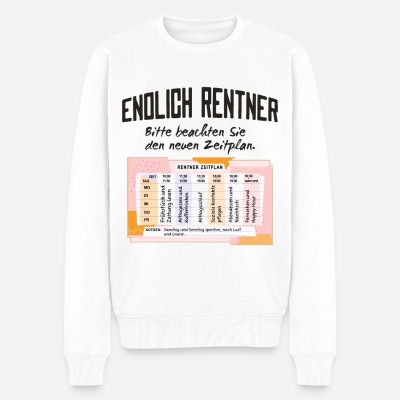 Rentner Zeitplan Tagesablauf - Männer Premium Bio Pullover - Weiß