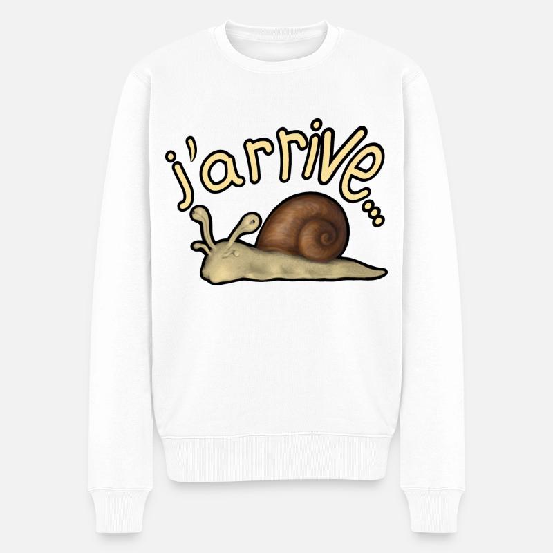 j'arrive escargot - Pull Premium bio Homme - blanc
