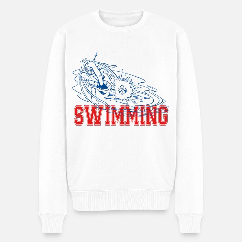 Asterix & Obelix Asterix Schwimmen Design - Männer Premium Bio Pullover - Weiß
