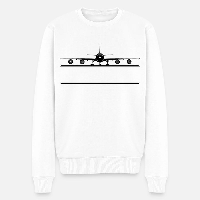 Flugzeug Namensschild - Männer Premium Bio Pullover - Weiß