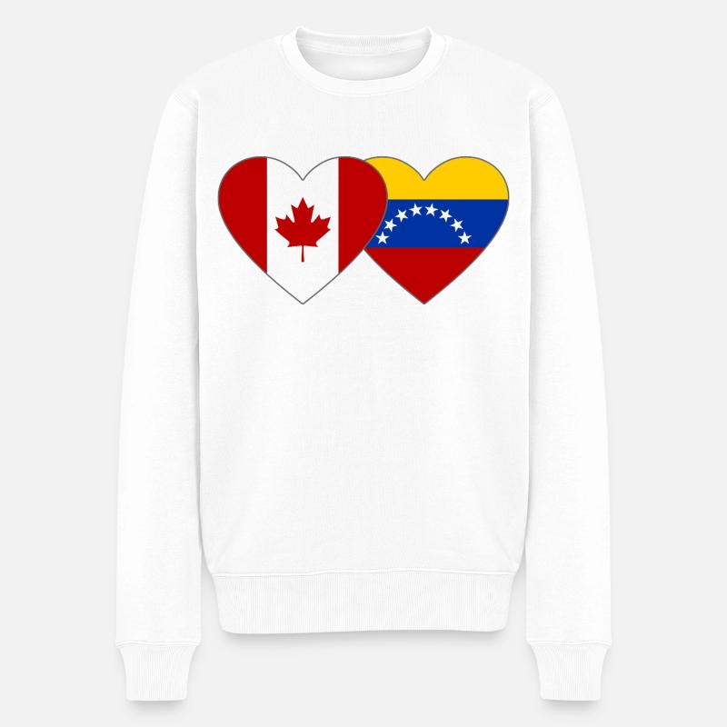 Drapeau Canada Venezuela Coeur - Pull Premium bio Homme - blanc