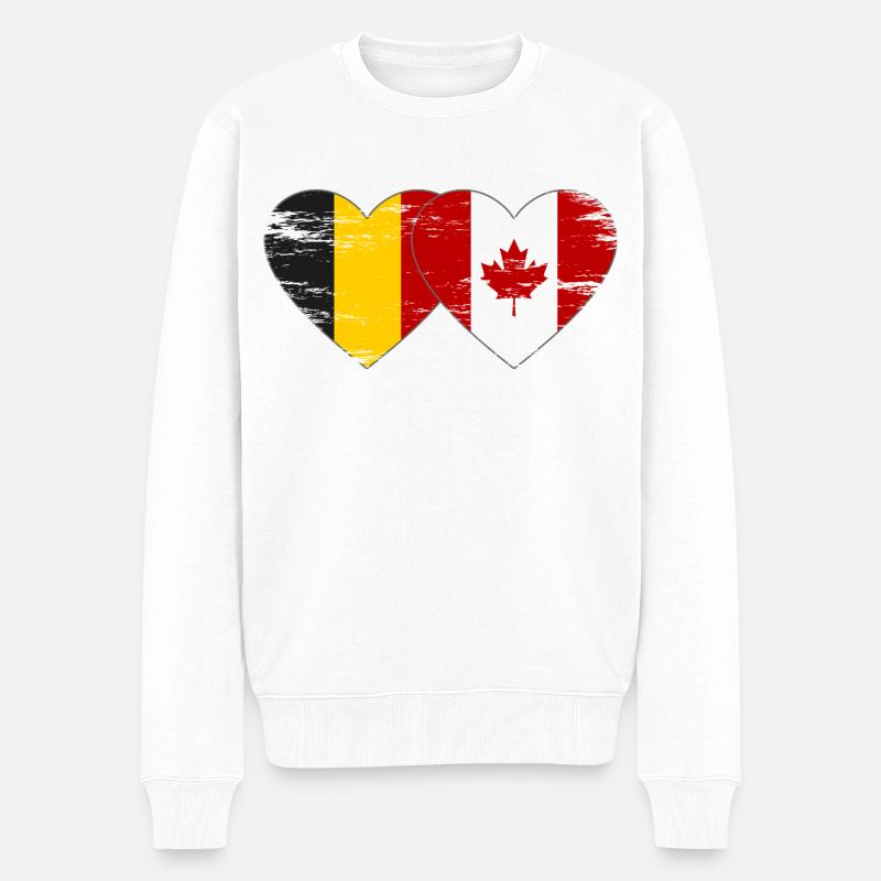 Belgique Canada Drapeau Coeur utilisé - Pull Premium bio Homme - blanc
