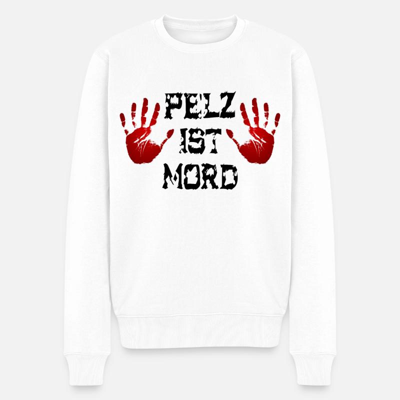 Pelz ist Mord - Männer Premium Bio Pullover - Weiß