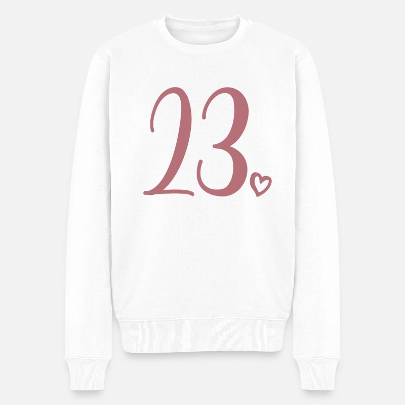 Süße Nummer 23, 23 Jahre alt, Geschenk zum 23. Geburtstag - Männer Premium Bio Pullover - Weiß