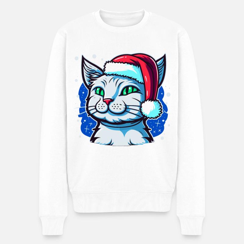 Illustration de chat de l’Avent mignon, l’Avent idéal - Pull Premium bio Homme - blanc