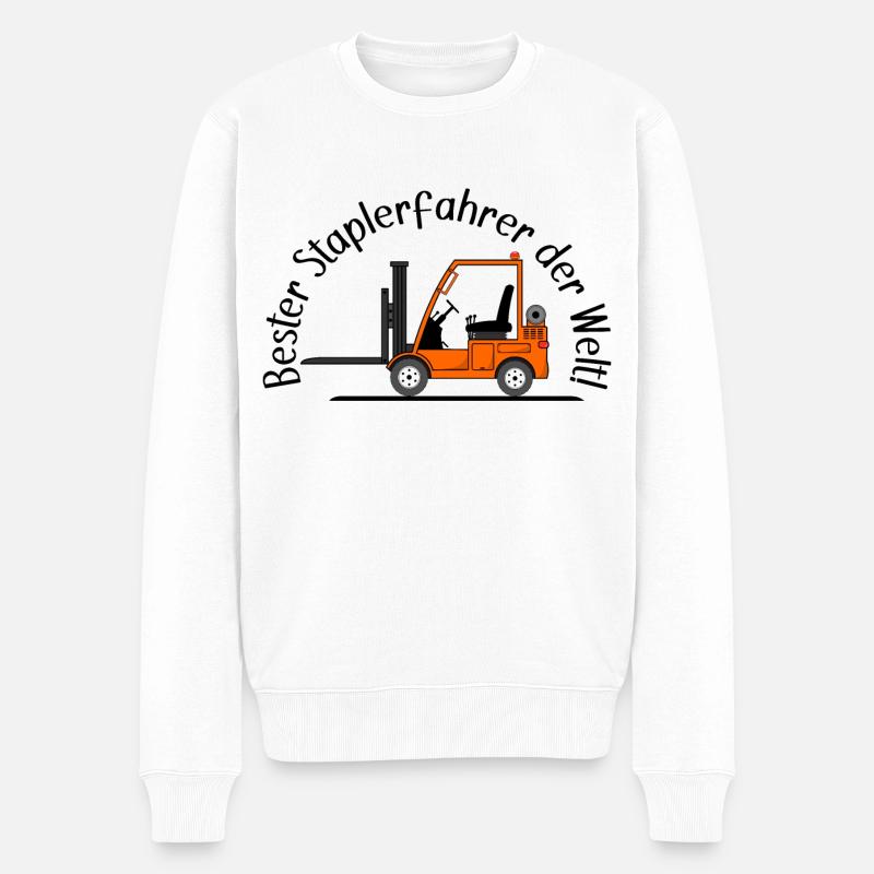 Staplerfahrer orange beste Staplerfahrer der Welt - Männer Premium Bio Pullover - Weiß