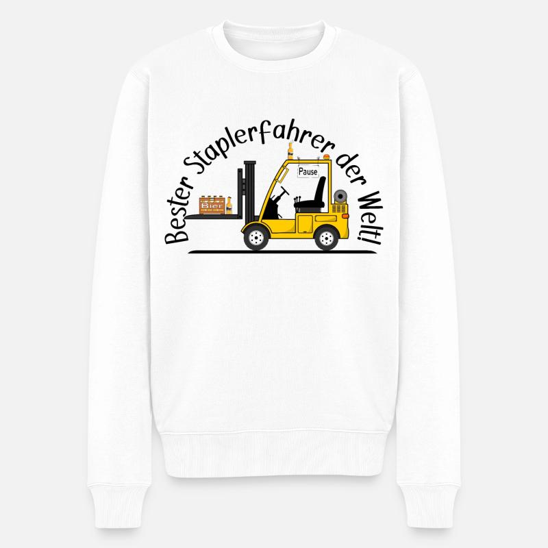 Staplerfahrer mit Bier beste Staplerfahrer - Männer Premium Bio Pullover - Weiß