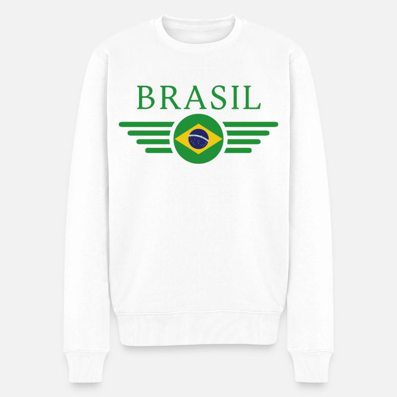 Brasilien Stil Design T-Shirt - Männer Premium Bio Pullover - Weiß