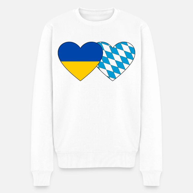Ukraine Bavière Drapeau Coeur - Pull Premium bio Homme - blanc