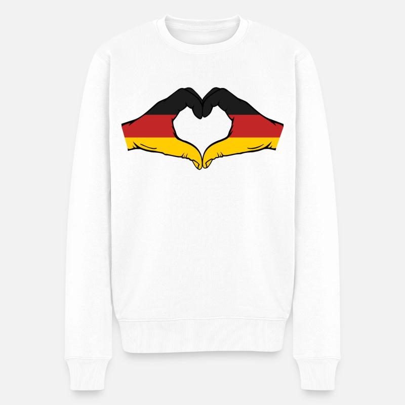 Deutschland Flagge Hände Herzform - Männer Premium Bio Pullover - Weiß