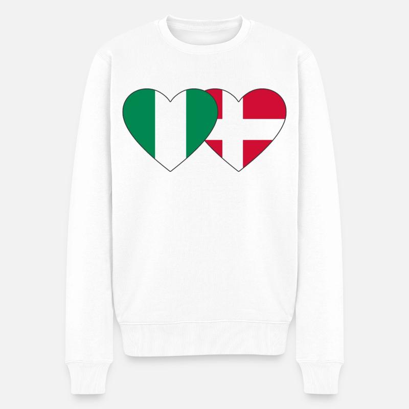 Nigeria Danemark Drapeau Coeur - Pull Premium bio Homme - blanc