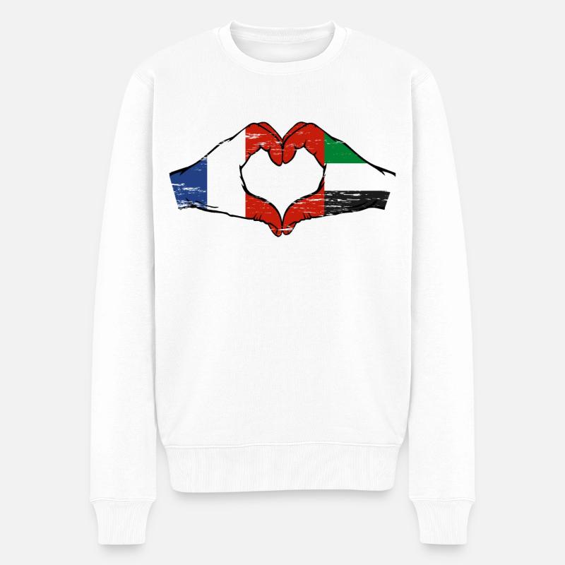 France, Émirats arabes unis, Cœur - Pull Premium bio Homme - blanc