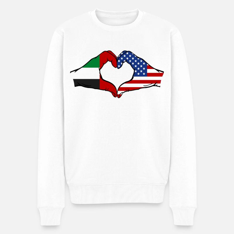 Émirats arabes unis États-Unis Coeur - Pull Premium bio Homme - blanc