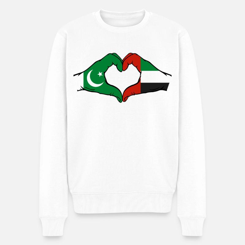 Pakistan Émirats arabes unis Cœur - Pull Premium bio Homme - blanc