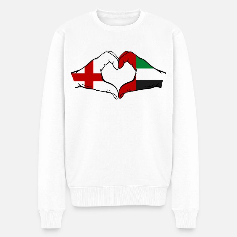 Angleterre, Émirats arabes unis, Cœur - Pull Premium bio Homme - blanc