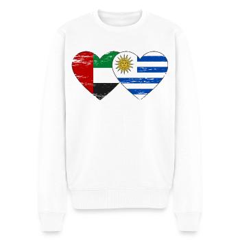 Vereinigte Arabische Emirate Uruguay Flagge Herz - Männer Premium Bio Pullover - Weiß - Vorne - Thijin (182cm)