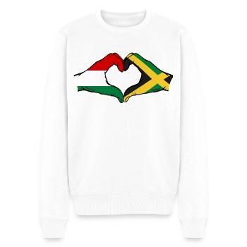 Ungarn Jamaika Flagge Hände Herzform - Männer Premium Bio Pullover - Weiß - Vorne - Thijin (182cm)